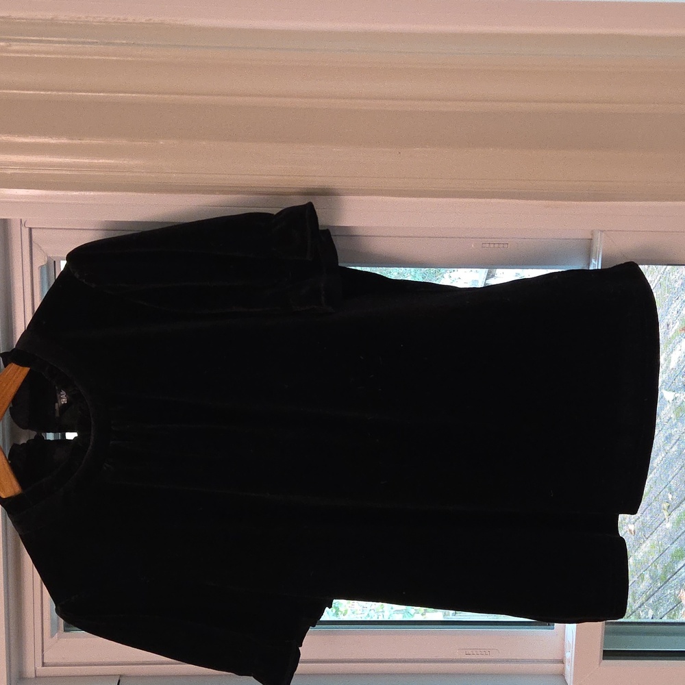 💜Allegra K Vintage Insprired S/S Black Velvet Blouse M